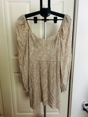 Altar'd State Mauve Floral Long-Sleeve Mini Dress